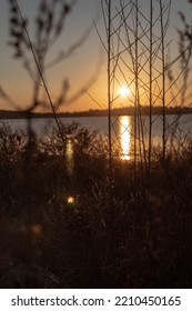 Landscape During A Sunset From The Shore Of A Bay. Hingham, Massachusetts