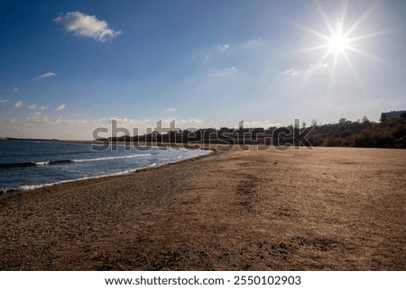 Landscape with empty beach in Eforie Sud - Romania
