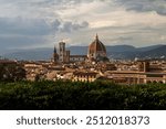 Landscape of Florence Cathedral from Piazzale Michelangelo, Firenze, Toscana, Italy. Santa Maria del Fiore Cathedral. Florence skyline.