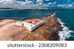 Landscape Fortress Reis Magos Fort Colonial Natal Seaside Beach Sea River Rio Grande Norte Atlantic Ocean Nature Drone Aerial Blue Waves Trip Travel Vacation Tourism Coral Reef Tropical Sun RN Brazil