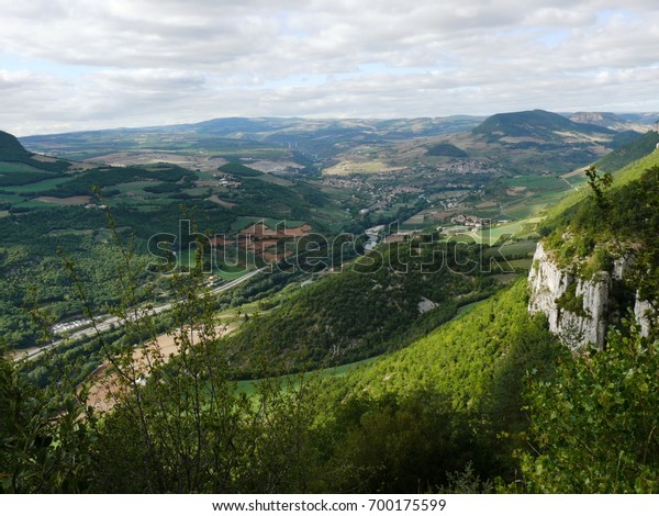 Landscape of the Cévennes in France, mountain\
range of the Massif\
central.