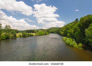 Landscape in France with river the Dordogne