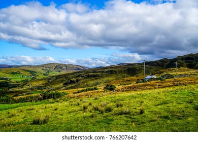 The Landscape Of Glencolumbkille Ireland  Rolling Hills And Beautiful Meadows.