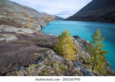 landscape of a high-mountain lake in Altai