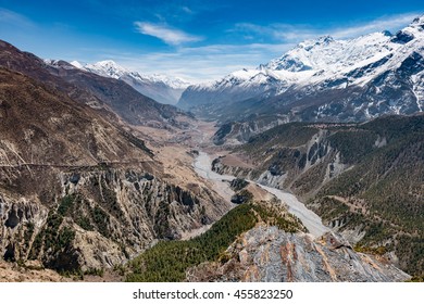 Landscape In Himalayas Mountains, Annapurna Circuit, Nepal