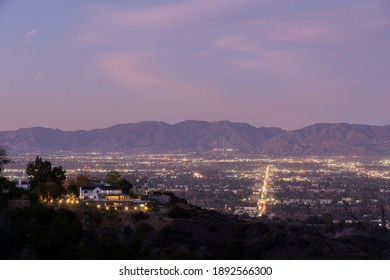 Landscape Of Hollywood Hills During Sunset