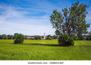 Landscape With A An Idyllic Village In Bavaria