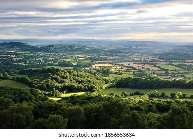 Landscape image of Worcestershire viewed from the Malvern Hills, England