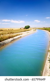 Landscape With Irrigation Water Channel And Tree