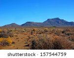 Landscape of the Karoo in South Africa showing the Hantam mountains viewed from the little town of Calvinia in the Northern Cape during a dry summer season.