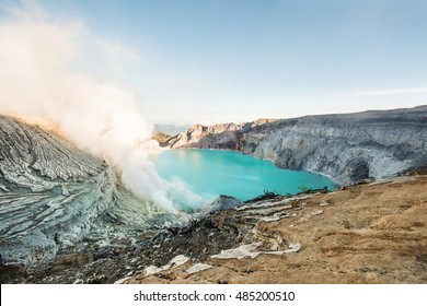 Landscape, Kawah Ijen Volcano In Indonesia