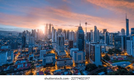 Landscape of Kuala Lumpur, Malaysia at morning and sunrise.
