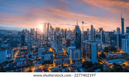 Landscape of Kuala Lumpur, Malaysia at morning and sunrise.