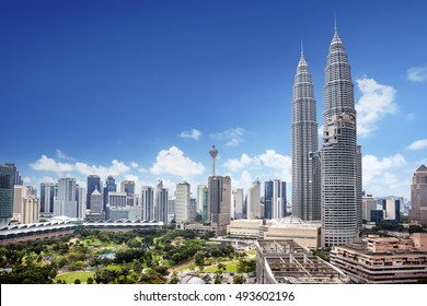 Landscape Of  Kuala Lumpur Skyline, Malaysia Lovely Blue Sky