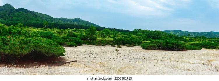 Landscape Of Kunashir Island, Tephra Beach Of A Hot Lake At The Bottom Of Golovnin Volcano Caldera