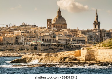 Landscape Of La Valetta In Malta.