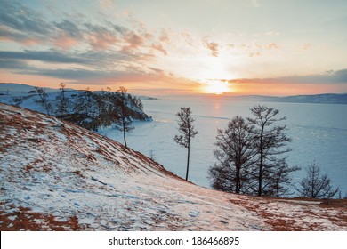 Landscape Of Lake Baikal In Winter 