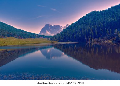 landscape lake in the mountain with reflection