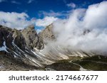 Landscape of Lienz Dolomites in Austria. Panorama of massive Alpine mountains. East Tyrol