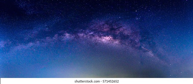Landscape with Milky way galaxy. Night sky with stars. - Shutterstock ID 571452652