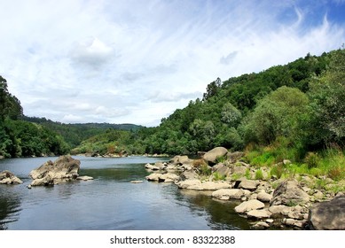 Landscape Of Minho River, North Of Portugal.