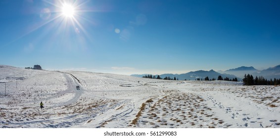 Landscape At The Monte Pora Ski Area In Winter Dry Season. Orobie Alps, Bergamasque Prealps, Bergamo, Italy. 