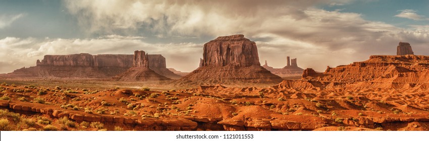 Landscape of Monument valley. Panoramic view. Navajo tribal park, USA.