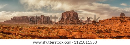 Landscape of Monument valley. Panoramic view. Navajo tribal park, USA.