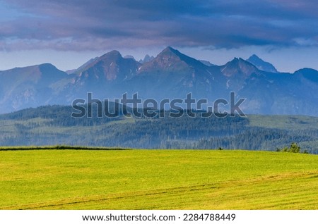 Similar – Inspirierendes Abendlicht im Frühjahr. Sonnenuntergang in der Tatra