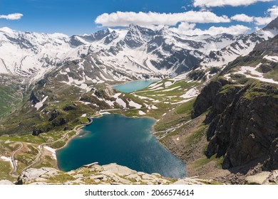 landscape mountain between Ceresole Reale and the Nivolet hill around serrù lake, Agnel lake, Nivolet lake in Piedmont in Italy