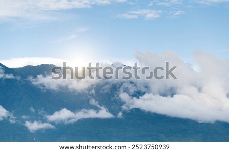 Similar – Image, Stock Photo Mountains covered with fog near lake in Thailand