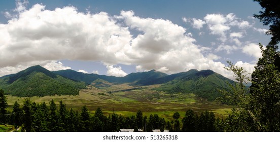 Landscape Of Mountain Phobjikha Valley, Himalayas, Bhutan