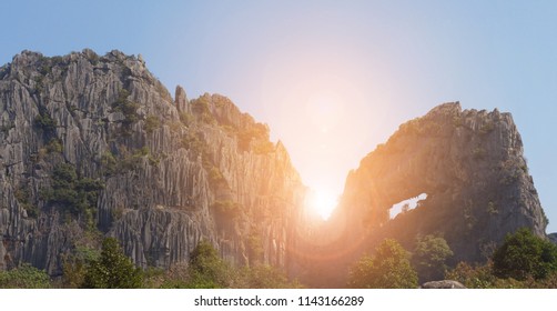 Landscape mountain sunrise - Vintage tones 