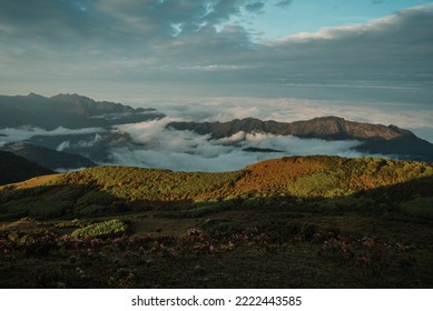 landscape with mountains and clouds
