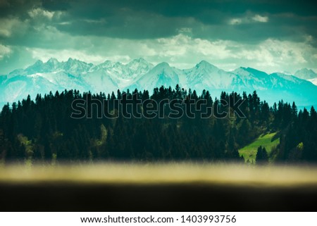 Similar – Image, Stock Photo Inspiring evening light in spring. Sunset in Tatra Mountains