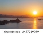 The landscape and mountains of Rio de Janeiro during the sunset in the summer, seen from Parque da Cidade (City