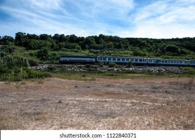 landscape with moving train