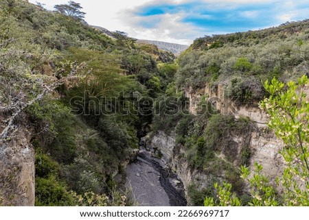 Landscape Nature At Hells Gate National Park Great Rift Valley Nakuru County Kenya East Africa 