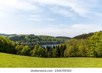 Landscape near Hellenthal with a view of the Oleftalsperre lake - Powered by Shutterstock