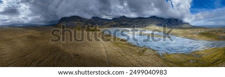 Similar – Image, Stock Photo Aerial view of Iceland’s majestic highland landscape