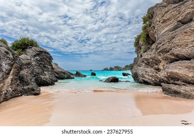 Landscape of Ocean, rock and beach in Horseshoe Bay, Southampton Parish, Bermuda - Powered by Shutterstock