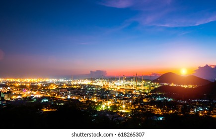 Landscape Oil Refinery At Sriracha Chonburi,Thailand