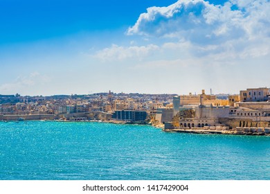 Landscape With Old Fort Saint Michael And Birgu Marina In Senglea, Malta