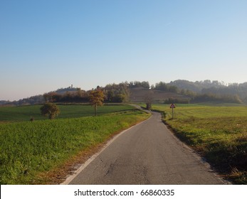 Landscape Panorama View Of Marcorengo Hills In Brusasco Near Turin, Piedmont, Italy