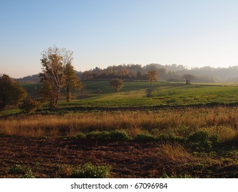 Landscape Panorama View Of Marcorengo Hills In Brusasco Near Turin, Piedmont, Italy