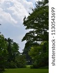 Landscape of park with clouds
