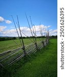 Landscape from Parppeinvaara in Ilomantsi, North Karelia, Finland. Old, traditional wooden fence captured on a sunny day.