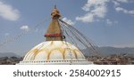 Landscape photo of Boudha stupa from the eye level, Nepal.