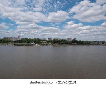 Landscape photo of the river Scheldt and the left bank of Antwerp