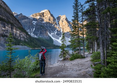 Landscape photograph of Lake Moraine in Alberta Canada. July 7, 2024. - Powered by Shutterstock